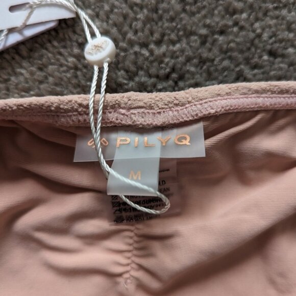 Pilyq ruched textured peach color bikini bottom swimsuit women's Medium BNWT NEW - Picture 3 of 9